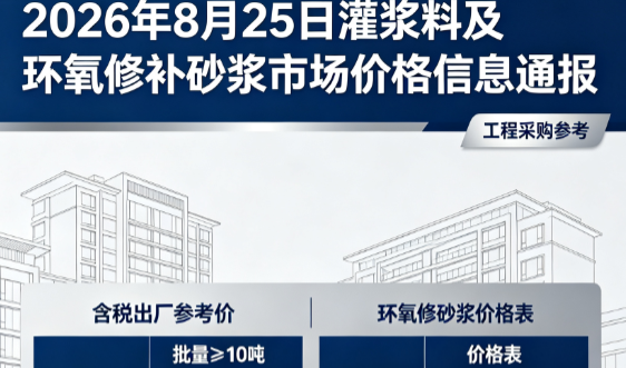 威宁2026年8月25日灌浆料及环氧修补砂浆市场价格信息通报